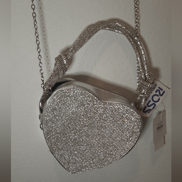 Crossbody Heart Purse Evening Clutch Small Shoulder Purse Rhinestone - Picture 3 of 5